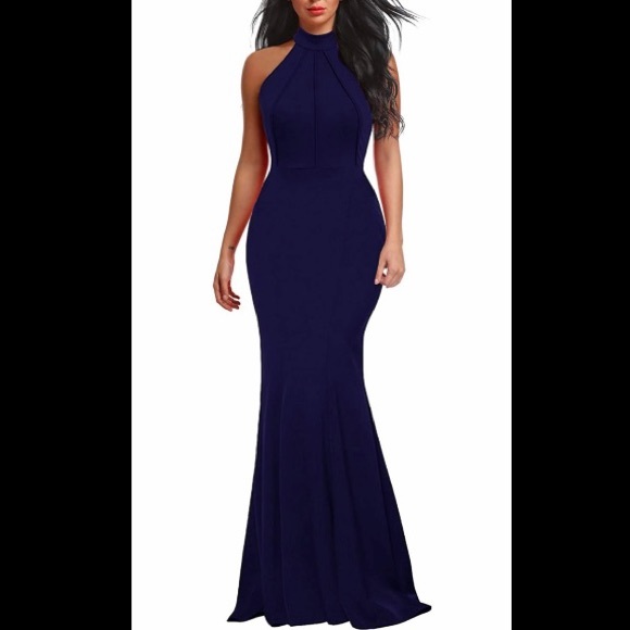 Berydress Dresses & Skirts - Navy Formal Halter Neck A-Line Gown